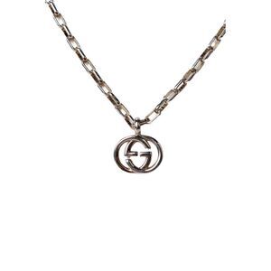 Gucci Unisex 925 Silver Interlocking G Logo Pendant Necklace 20" 21.4g